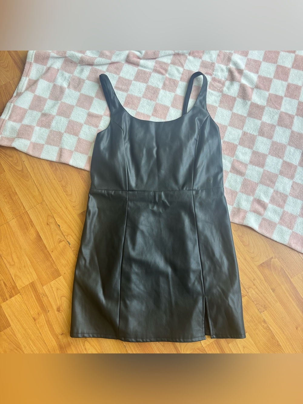 Black Faux Leather Sleeveless Mini Dress